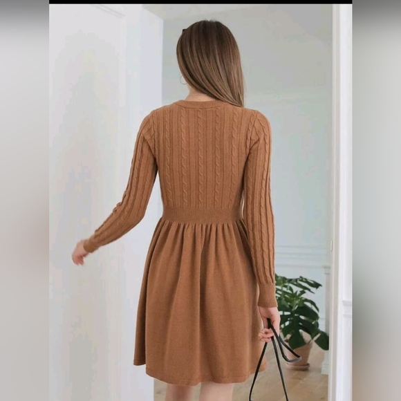 Solid Cable Knit Sweater Dress - Picture 2 of 6